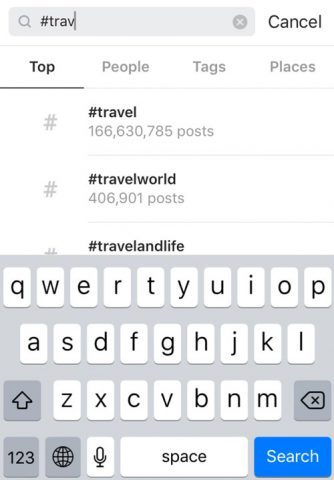When you type your hashtag, Instagram automatically does a search for other tags, which have the same beginning of the word you type and will show you how many posts use the same hashtag.