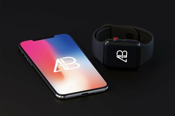 iPhone X and Apple Watch Series 3 Mockup