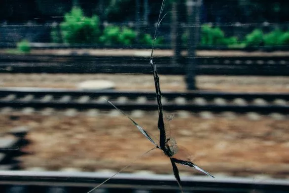 Cracked train window