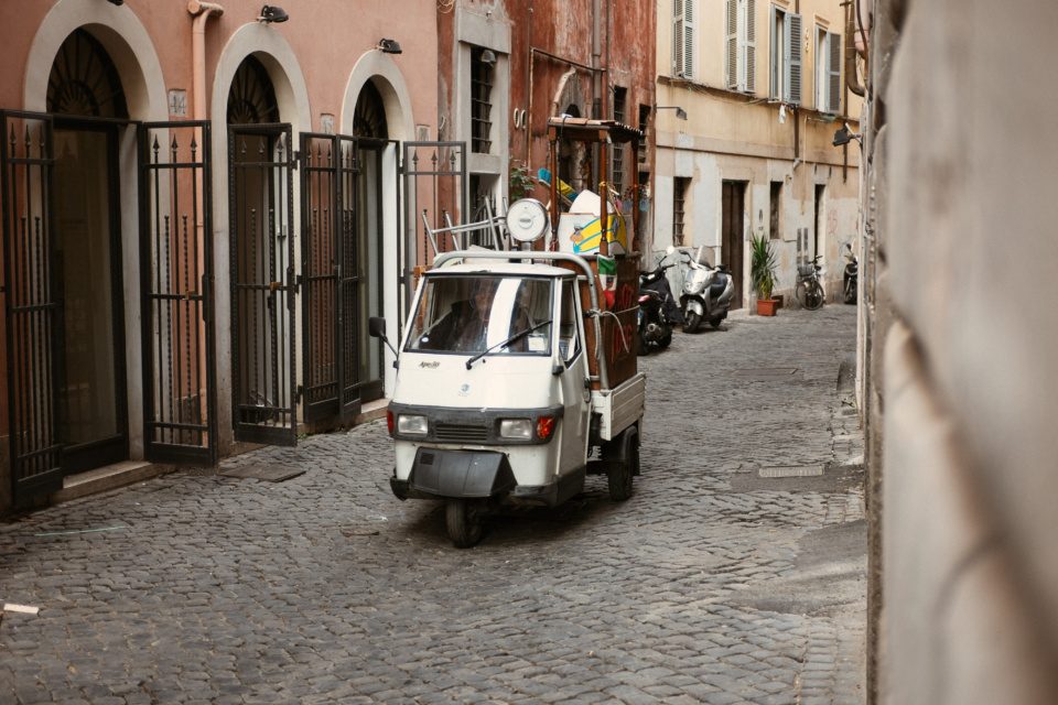 Small car on the streets of Rome