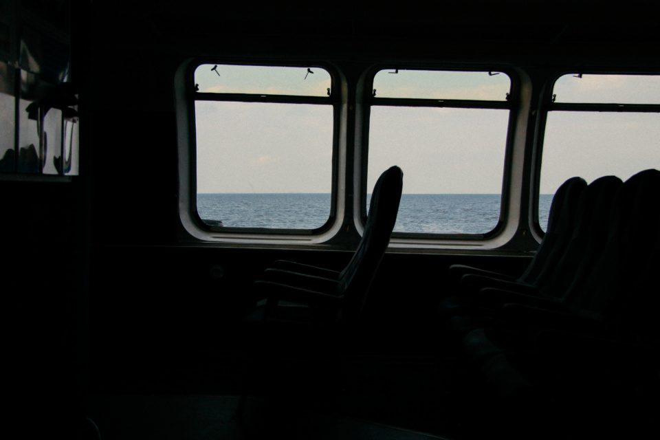 Inside the passenger boat