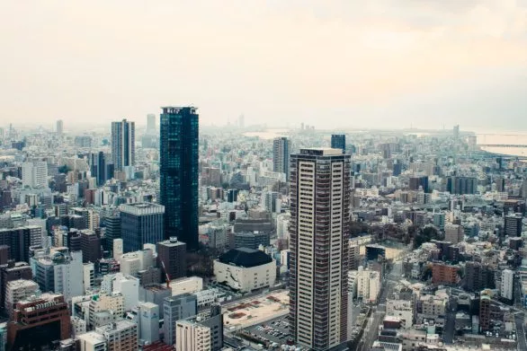 Aerial view of Osaka city
