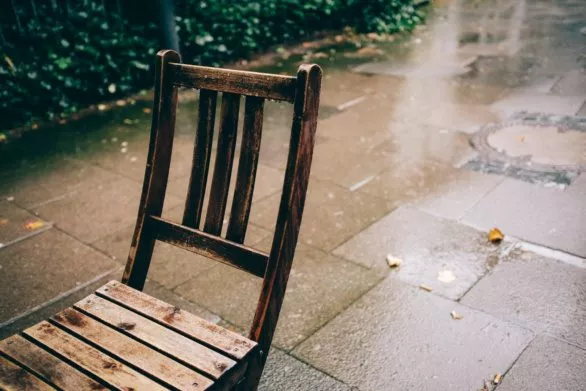 Chair under the rain