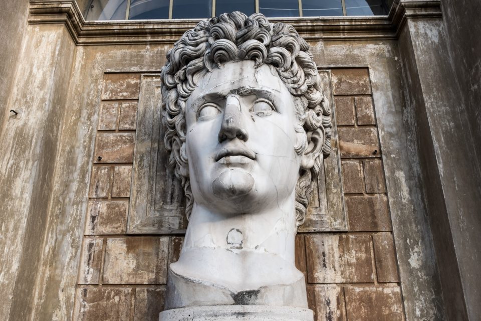 Caesar Augustus Roman Marble Head Sculpture