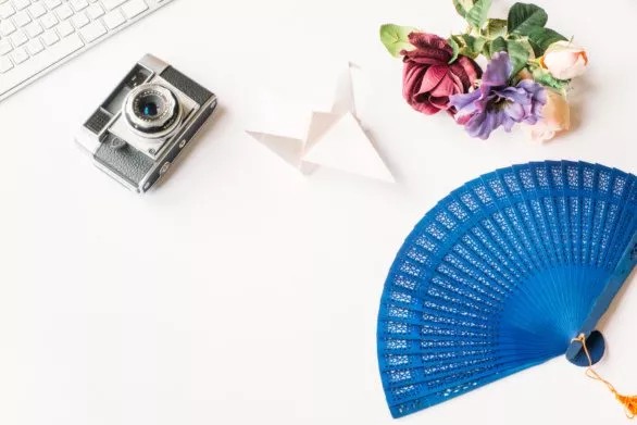 Styled photo with hand fan