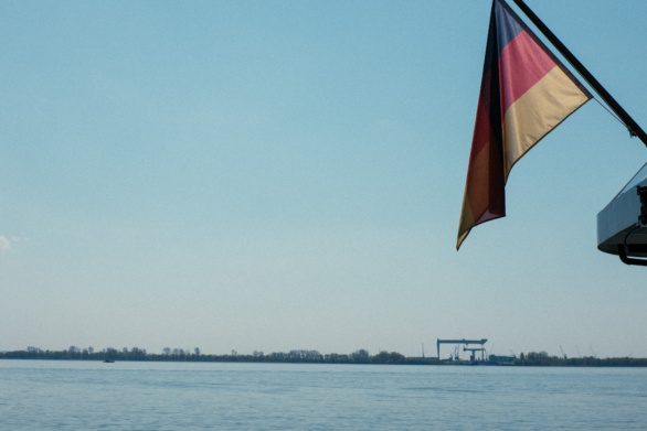 German flag on ship