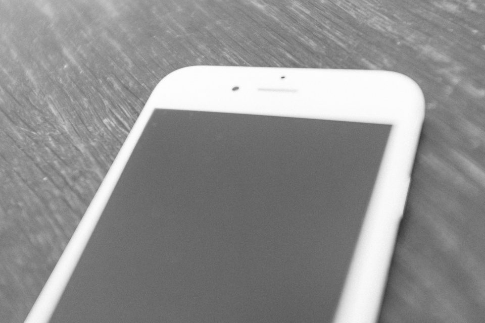 Apple iPhone in black and white