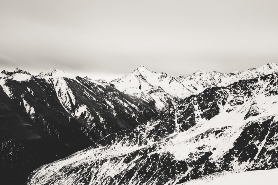 Mountains in black and white