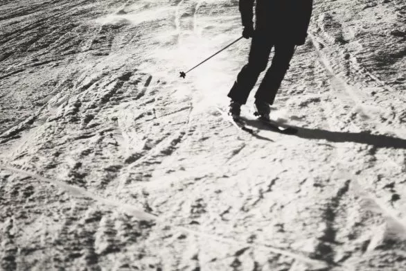 Skiing in black and white