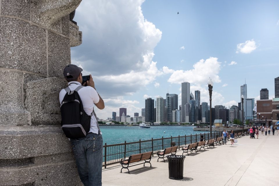 Taking photos on Navy Pier Chicago