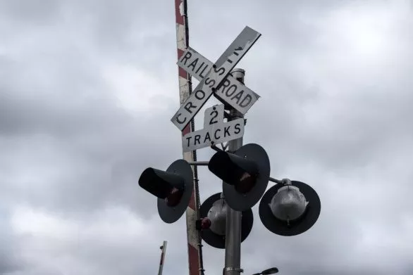 Old railroad crossing sign