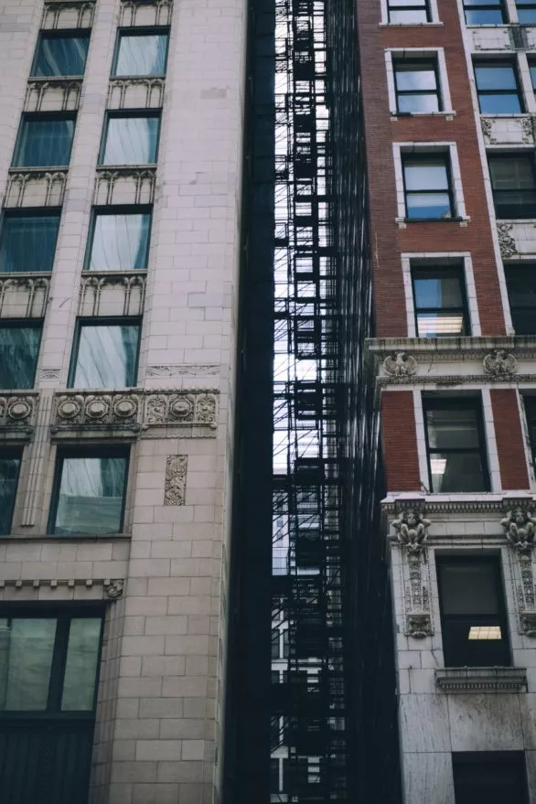 Fire escape between two buildings