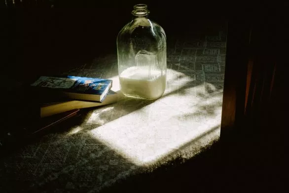 Still life with a bottle of milk