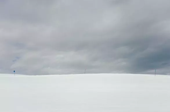 Skiing on cloudy day