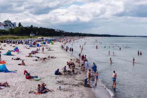 Crowded beach on Rugen island, Germany