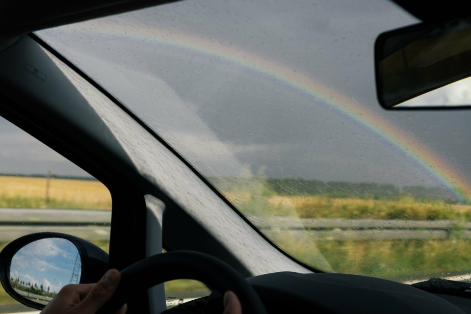 Driving and rainbow