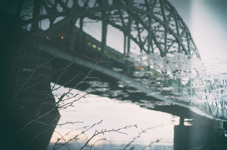 Railway bridge reflection