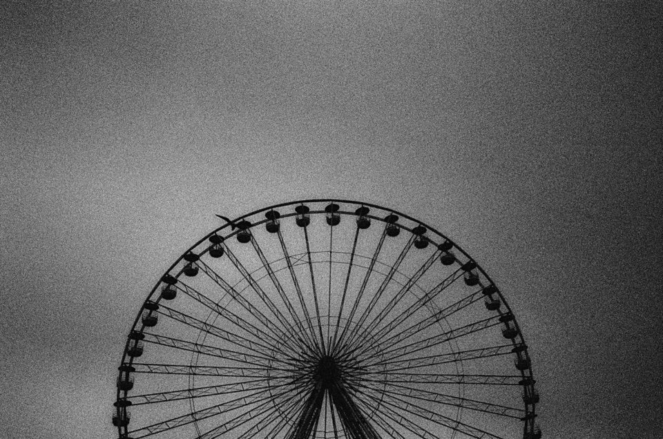 Ferris wheel in black white