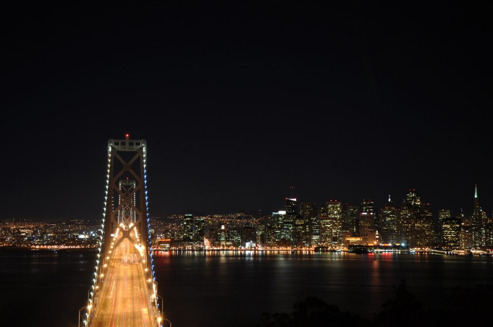 Bay Bridge in San Francisco at night