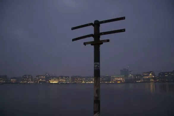 Alster and the city of Hamburg at night