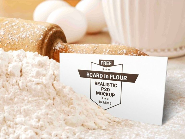Bakery Business Card In Flour Mockup