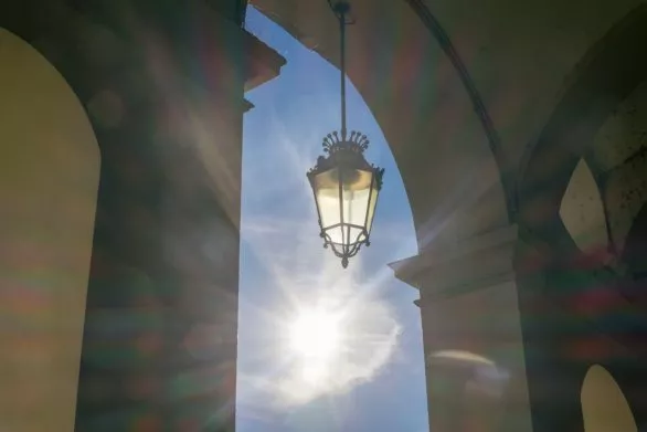 street lantern against sun light