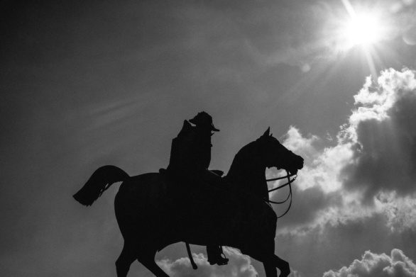 silhouette of equestrian statue