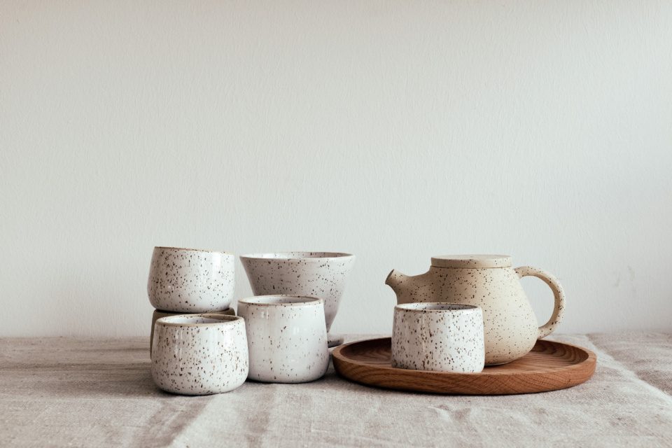 Handmade pottery tea set