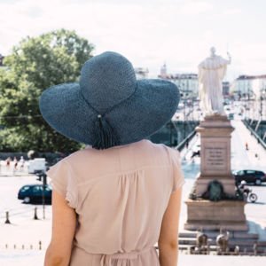 Girl in blue hat in Turin