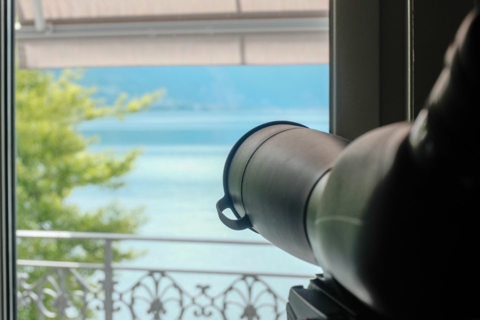 Telescope aimed in window