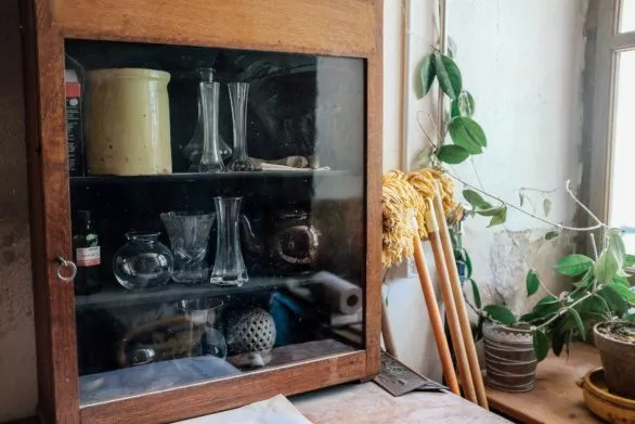 Old cupboard with old utensils