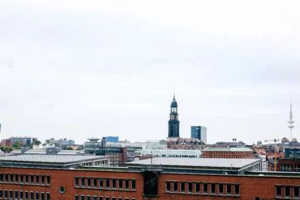 view of the city of Hamburg with St. Michaelis