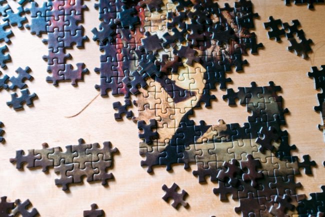 Puzzle pieces on table