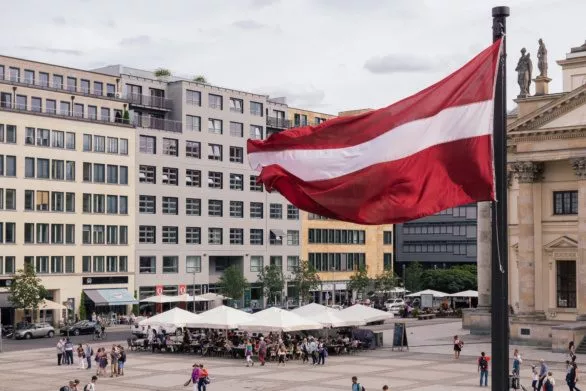 Latvian flag on Gendarmenmarkt Berlin