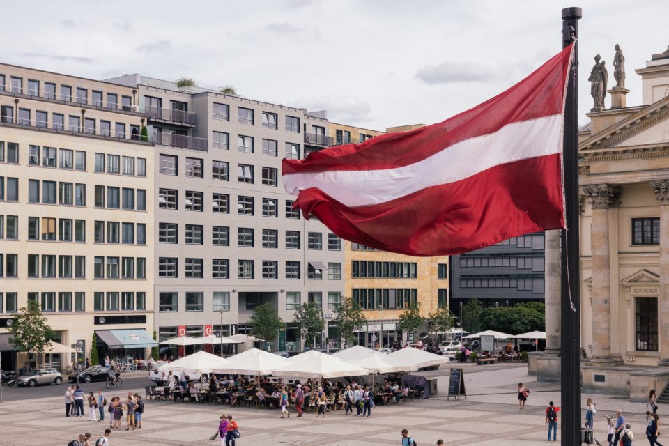 Latvian flag on Gendarmenmarkt Berlin