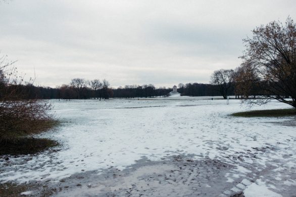English park in Munich in winter