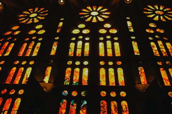 stained-glass windows inside La Sagrada Familia
