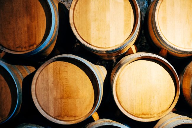 Wine barrels in the cellar