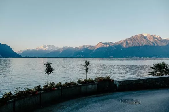 Lake Geneva and Alps in background
