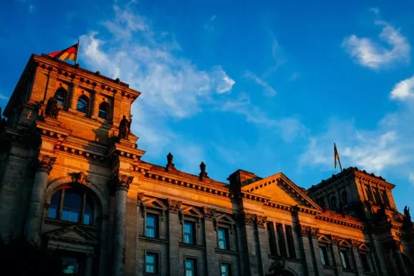 German Reichstag at sunset