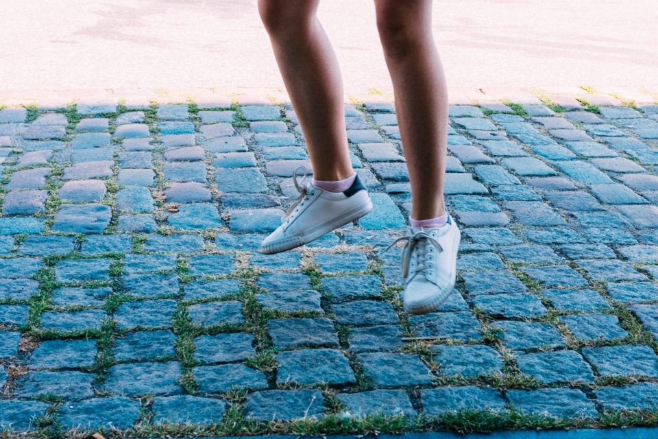 girl's feet in jump