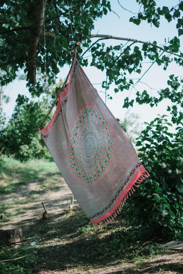 Shawl hanging from tree