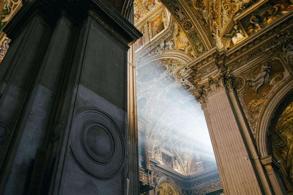 Sunlight in a church in Bergamo, Italy