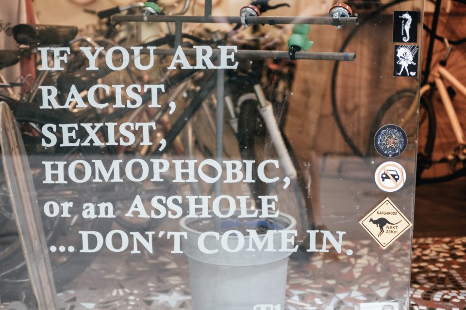 Anti-racist, sexist, and homophobic sign
