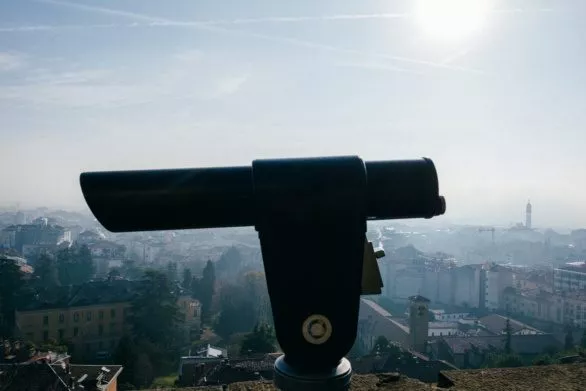 Tourist binoculars in Bergamo