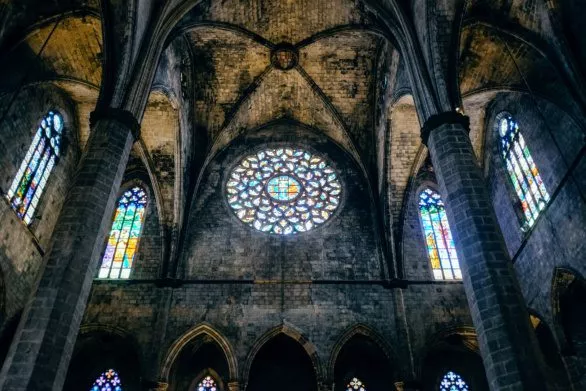 Inside the Basilica de Santa Maria del Mar in Barcelona