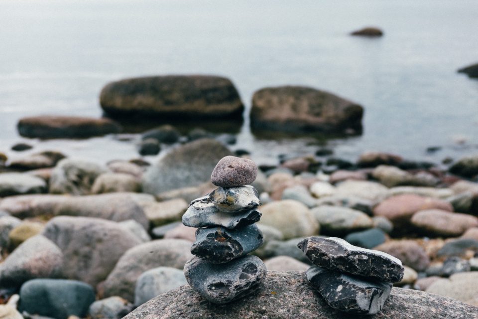 Stone figures on the beach