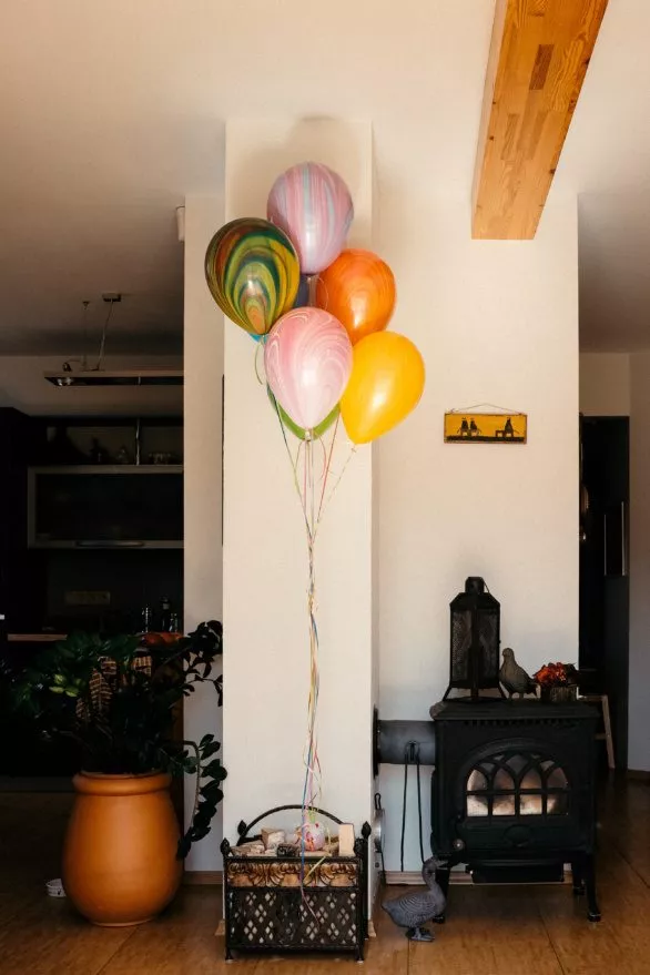 coloured balloons in the interior