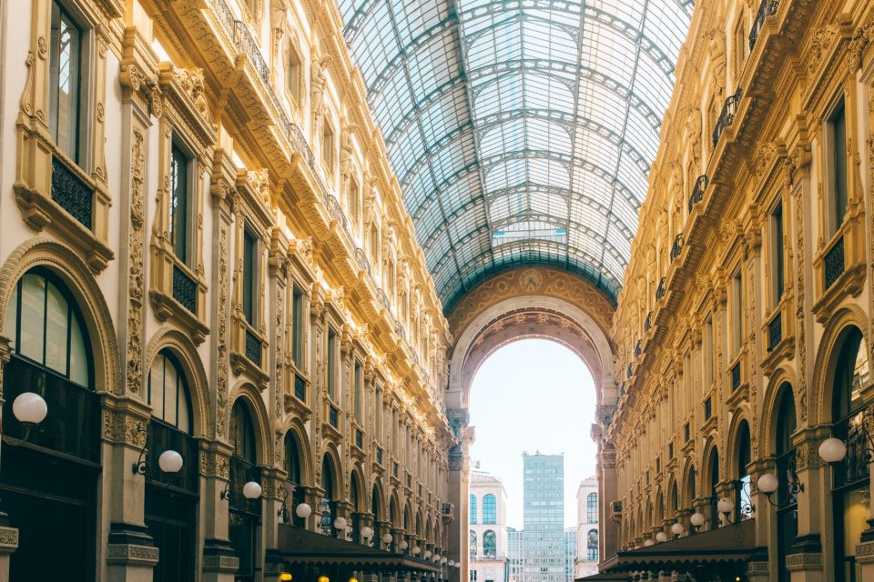 Inside the Gallery Vittorio Emanuele II in Milan, Italy