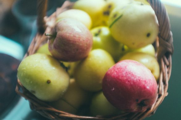 Ripe apples in basket